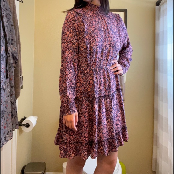 Bohemian style mini dress in navy and pink… - Picture 2 of 7